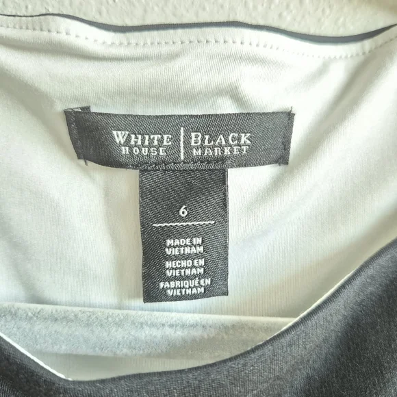 White House Black Market Fitted Black and White Sleeveless Top Size 6 - Picture 2 of 7